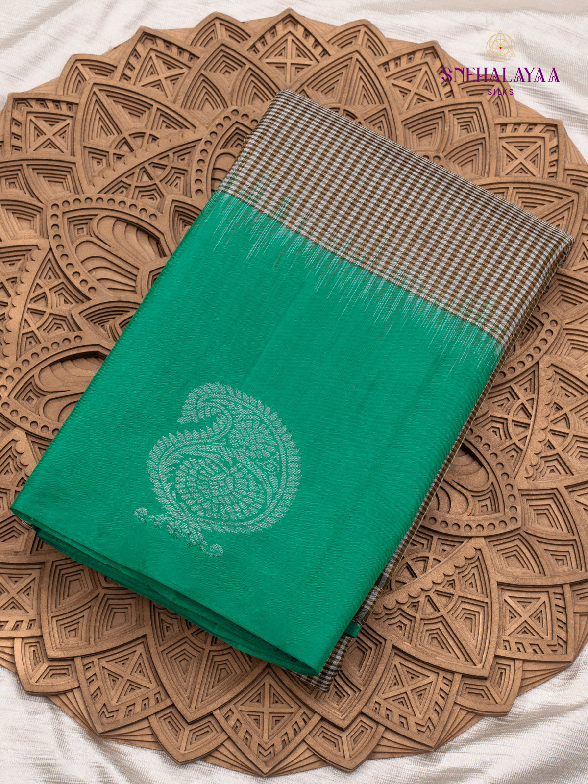 Teal Green Kancheevaram Silk Saree